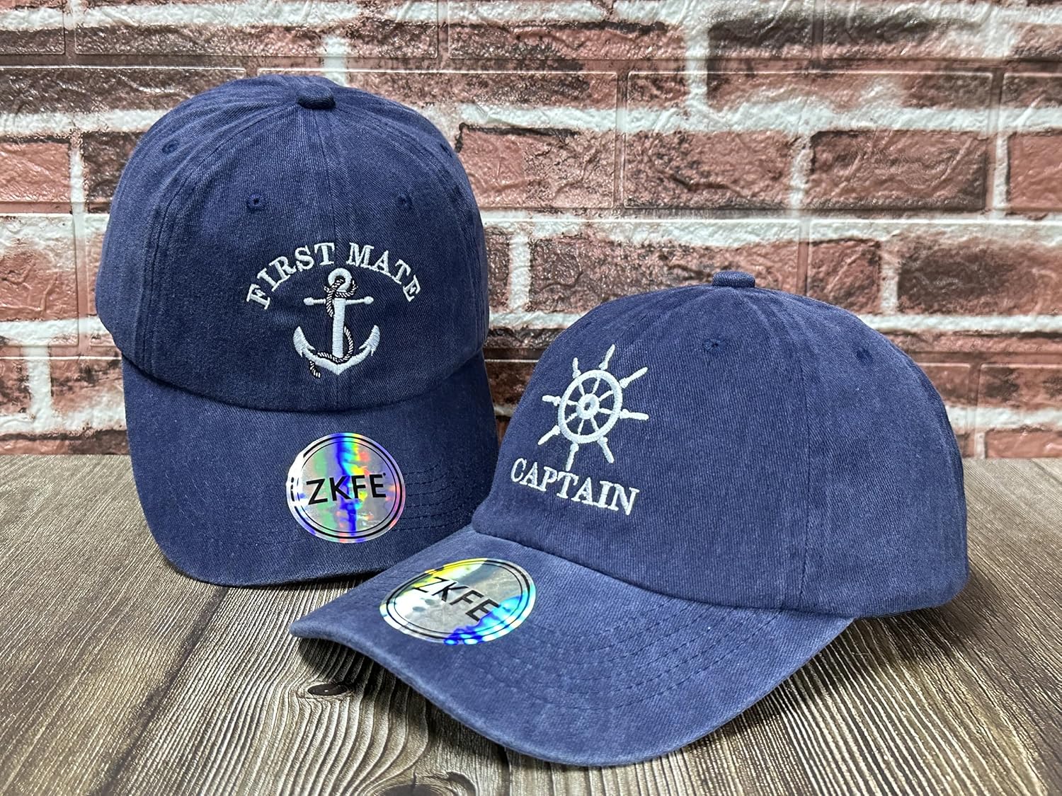 Embroidered Papa Mama Mini Captain First Mate Matching Hats - Image 3