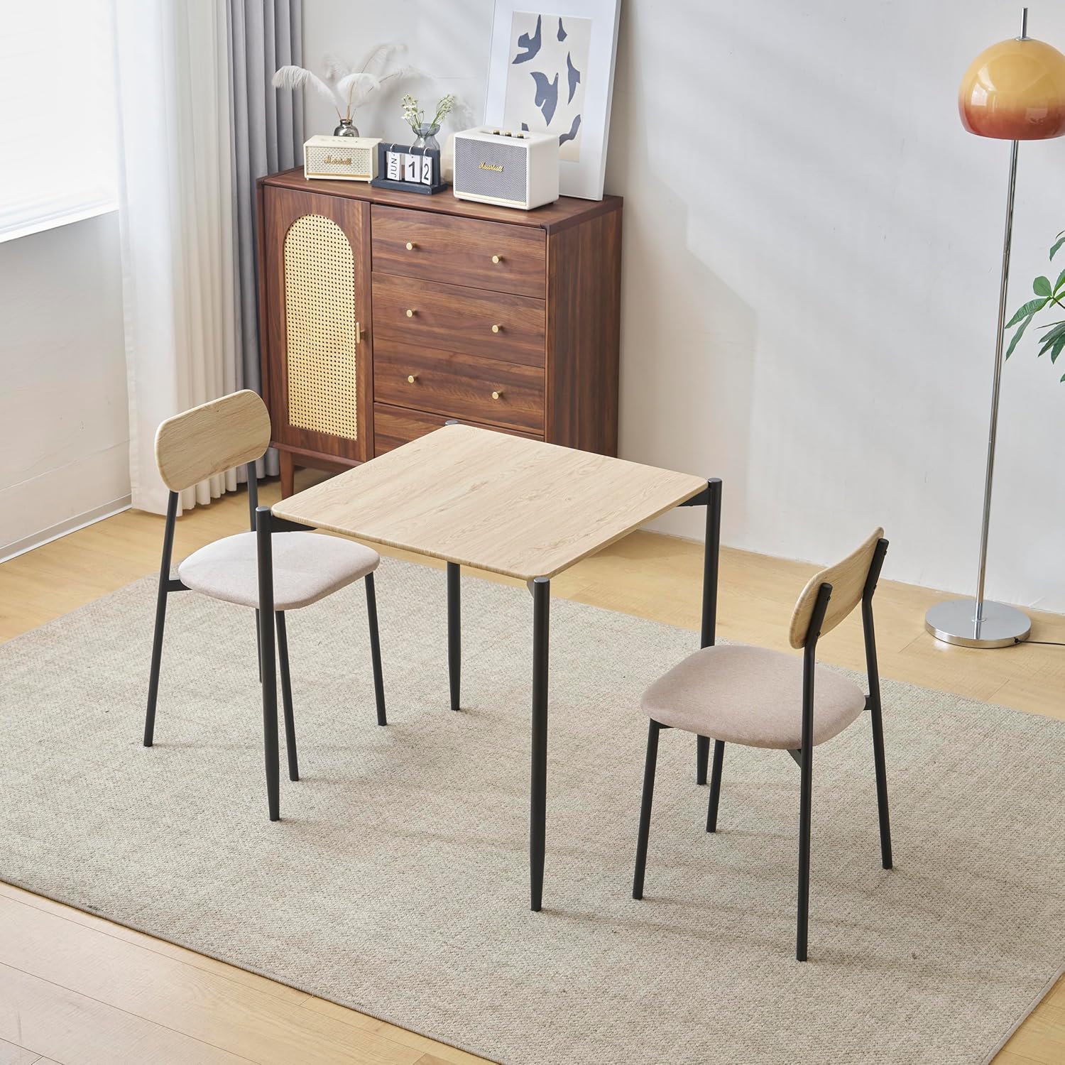 ダイニングテーブルセット2人用 3点セット スチール 食卓 チェア2脚 幅  