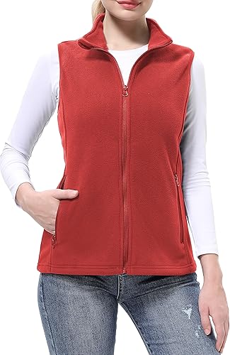BenBoy Chaleco de forro polar para mujer, chaleco suave, sin mangas, con bolsillos con cremallera, ropa cálida para otoño e invierno