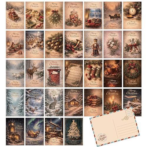 32 Vintage Christmas Postcards, 4'' x 6" Christmas Post Cards