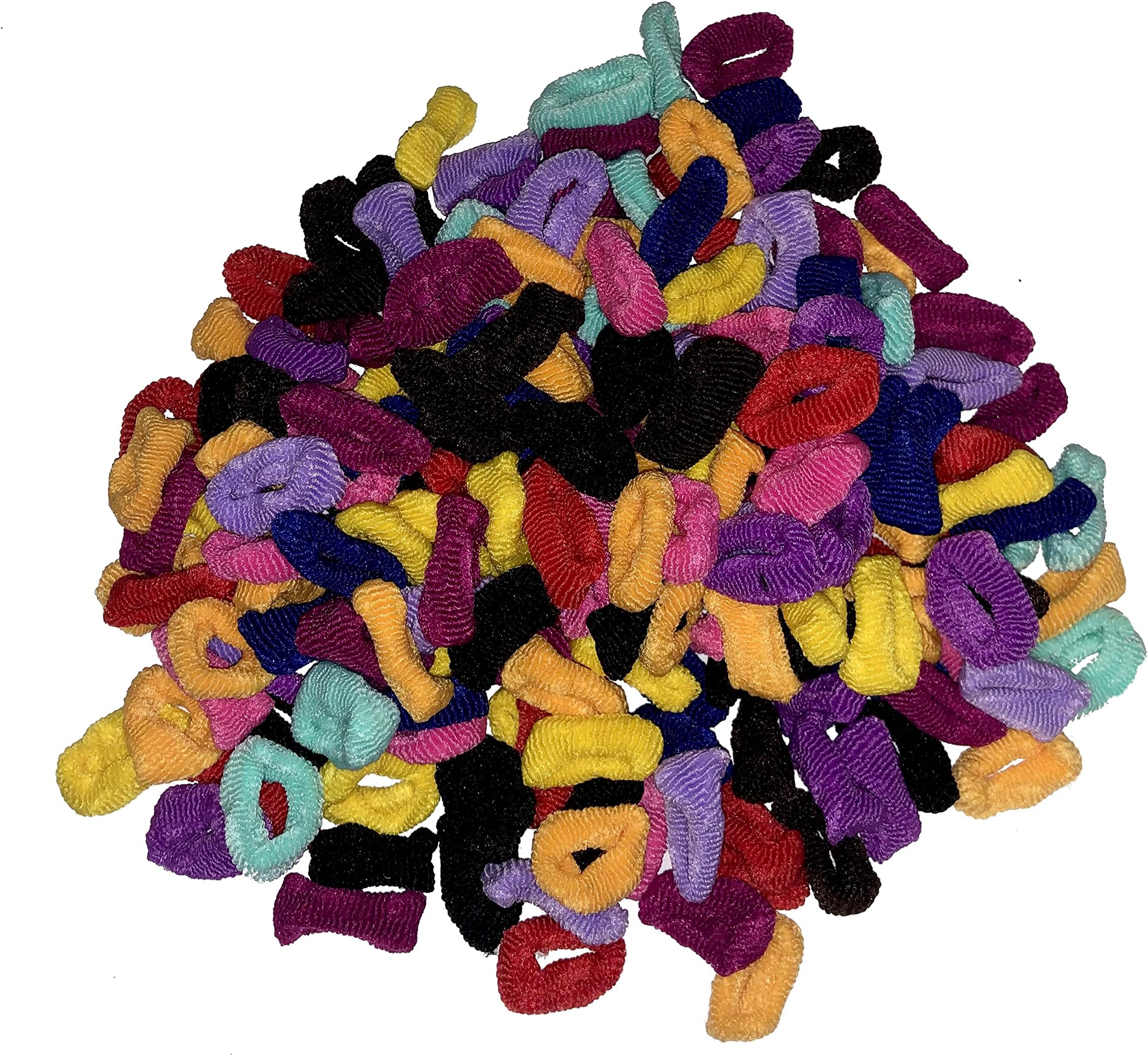 Grendle 200pc Hair Ties Random Multi Coloured Elastic Pony Tail Holder Hair Bands Soft
