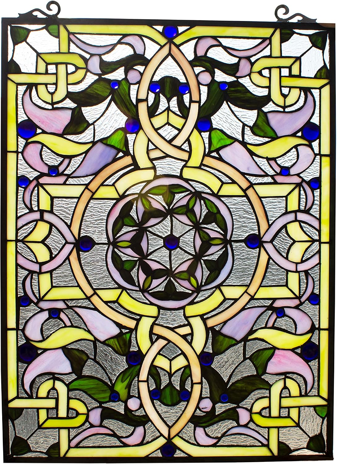 Chloe Lighting Sabrina Tiffany-Style Victorian 24" Height Stained Glass Window Panel, Multi-Colored