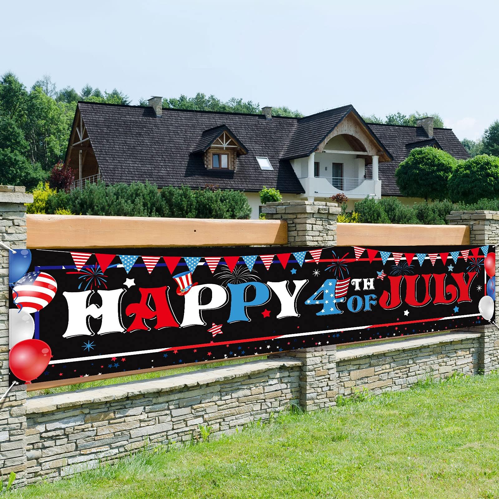 Happy Birthday 4th Of July Banner – Patriotic Glitter Sign For Independence Day & Memorial Day Decor