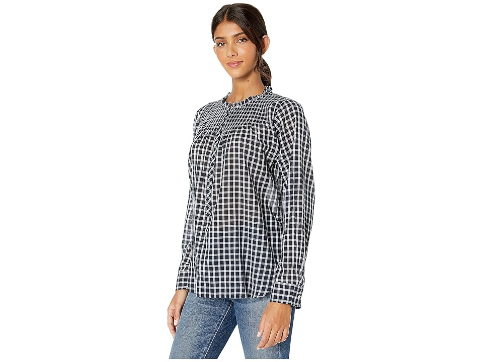 

J.Crew Ruffle Popover in Mini Windowpane (Navy) Women's Clothing
