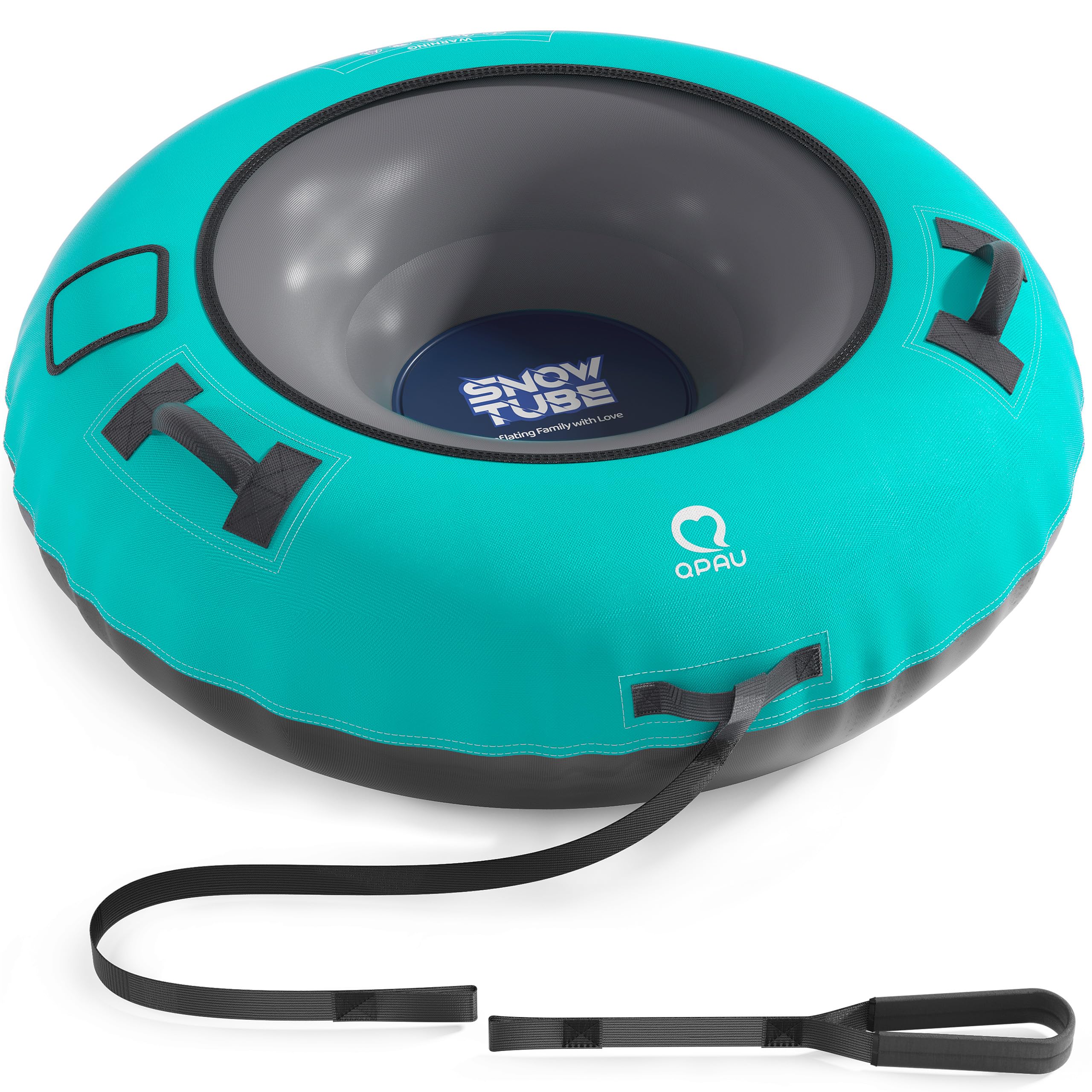 QPAU Tube à neige avec housse en toile de qualité supérieure pour enfants et adultes, tube à neige gonflable robuste de 122 cm, fabriqué en fond épais, luge d'hiver, jouets amusants pour enfants,