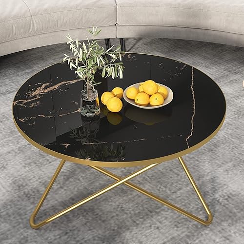 HLR Mesa de centro redonda con tapa de mármol sintético negro Mármol negro,Mármol blanco,Verde (Green Marble),https://www.amazon.com/dp/undefined