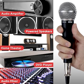 Pyle Professional Dynamic Microphone - 2-Pack Unidirectional Handheld Mic with Built-in Pop Filter, High Signal Output, 15 ft. XLR Audio Cable, Ideal for Stage, Karaoke & Studio Performances