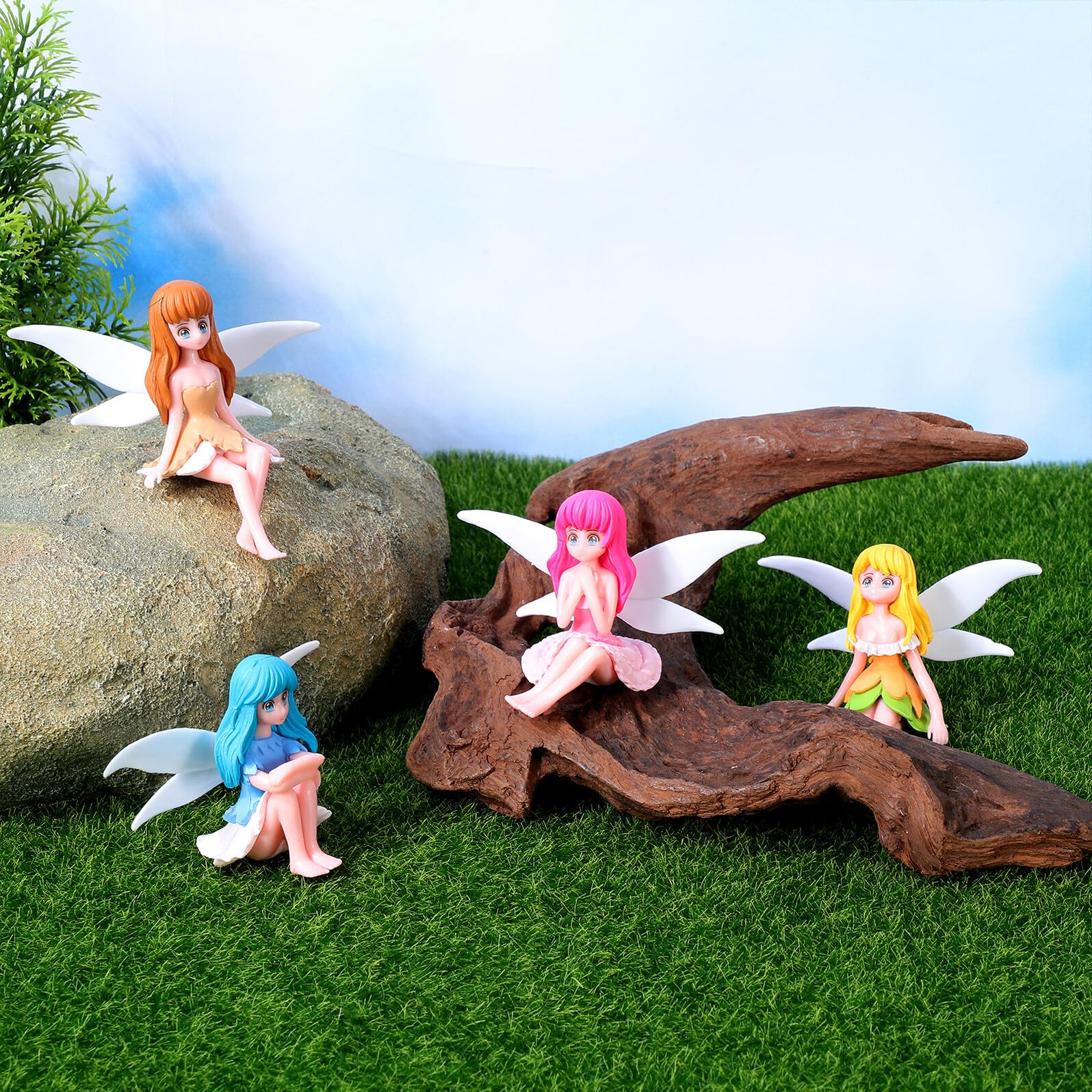 SUPVOX 20 Pezzi Decorazioni Fatate in Miniatura 4 Pezzi, Statuette Bonsai Ornamentali Floreali, Piccoli Ornamenti per Micro Paesaggi da Giardino, Regalo per e Appassionati di Decorazioni