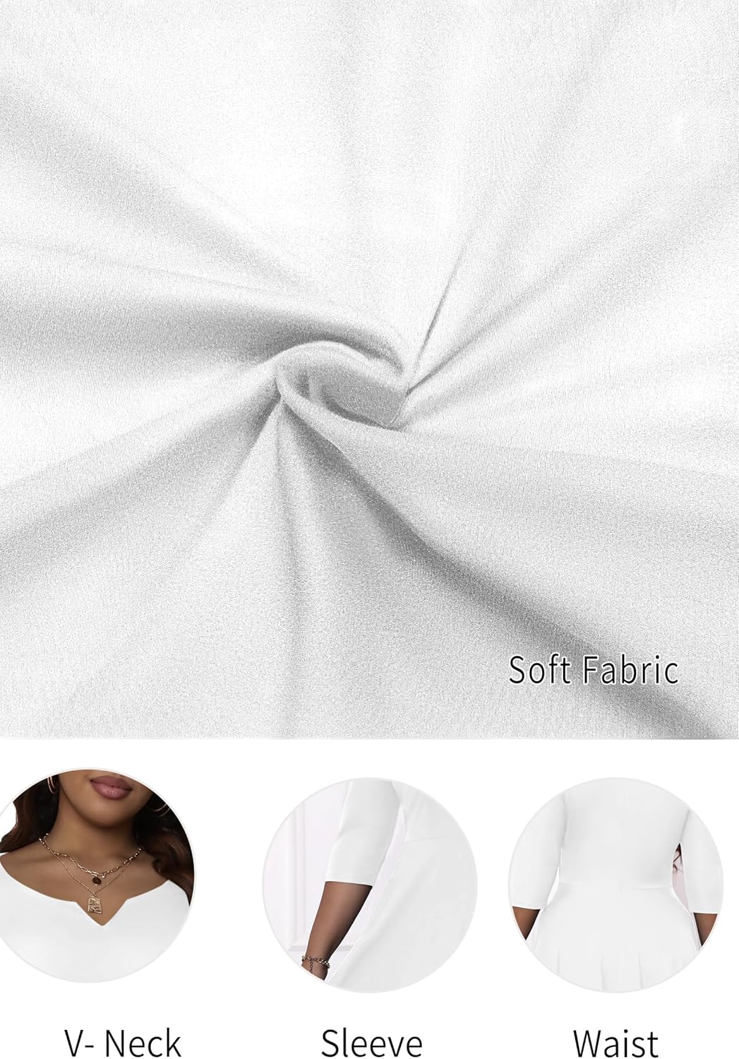 Runwind Plus Size Dresses Women Fit and Flare A-Line Swing Dress 3/4 Sleeve Midi Church Wedding Guest Cocktail Party Dresses - Image 6