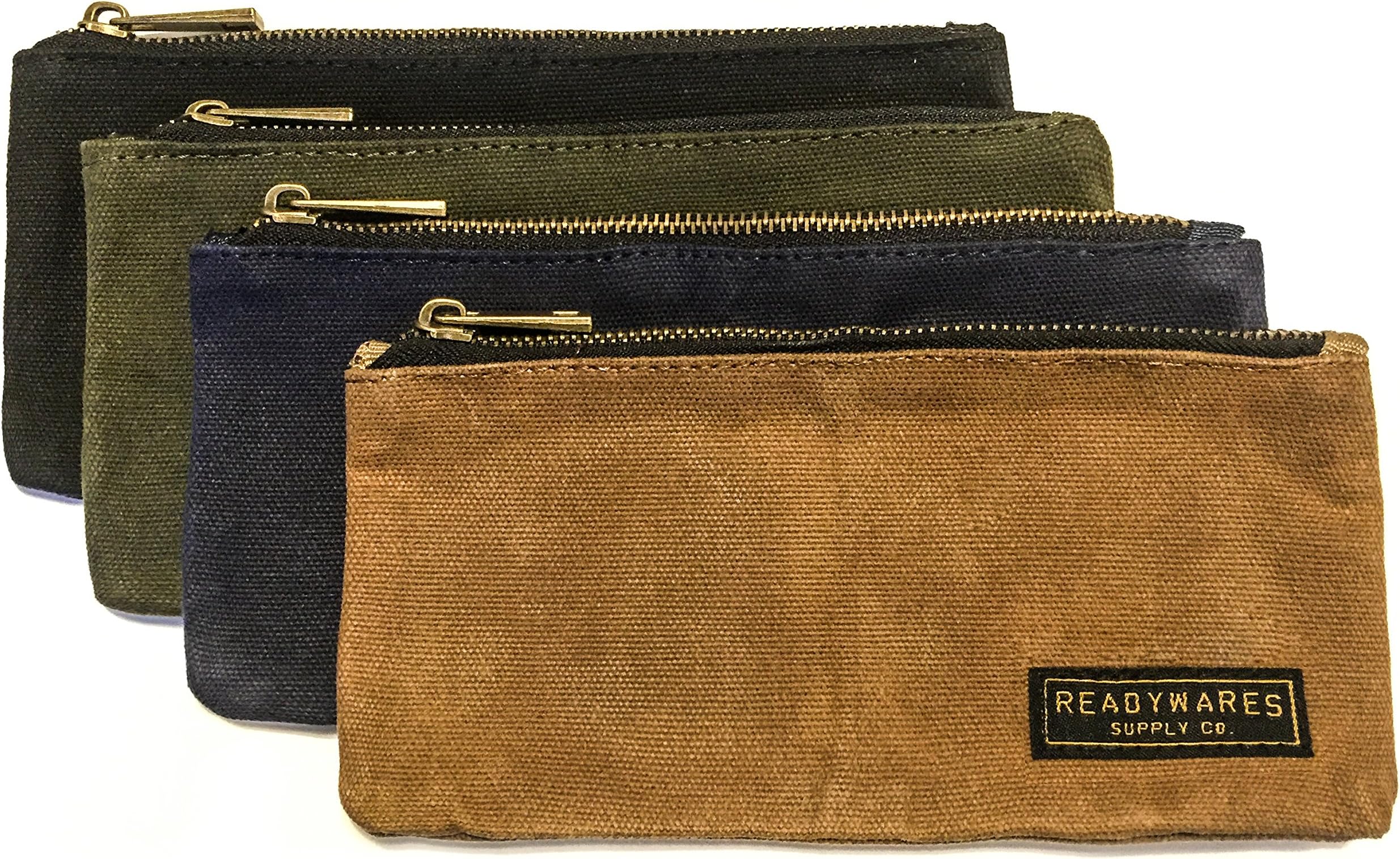 Readywares Waxed Canvas Pencil Case/Pencil Bag/Pencil Pouch, Rugged and Durable, Water Resistant, 8.5" x 4" (Set of 4)