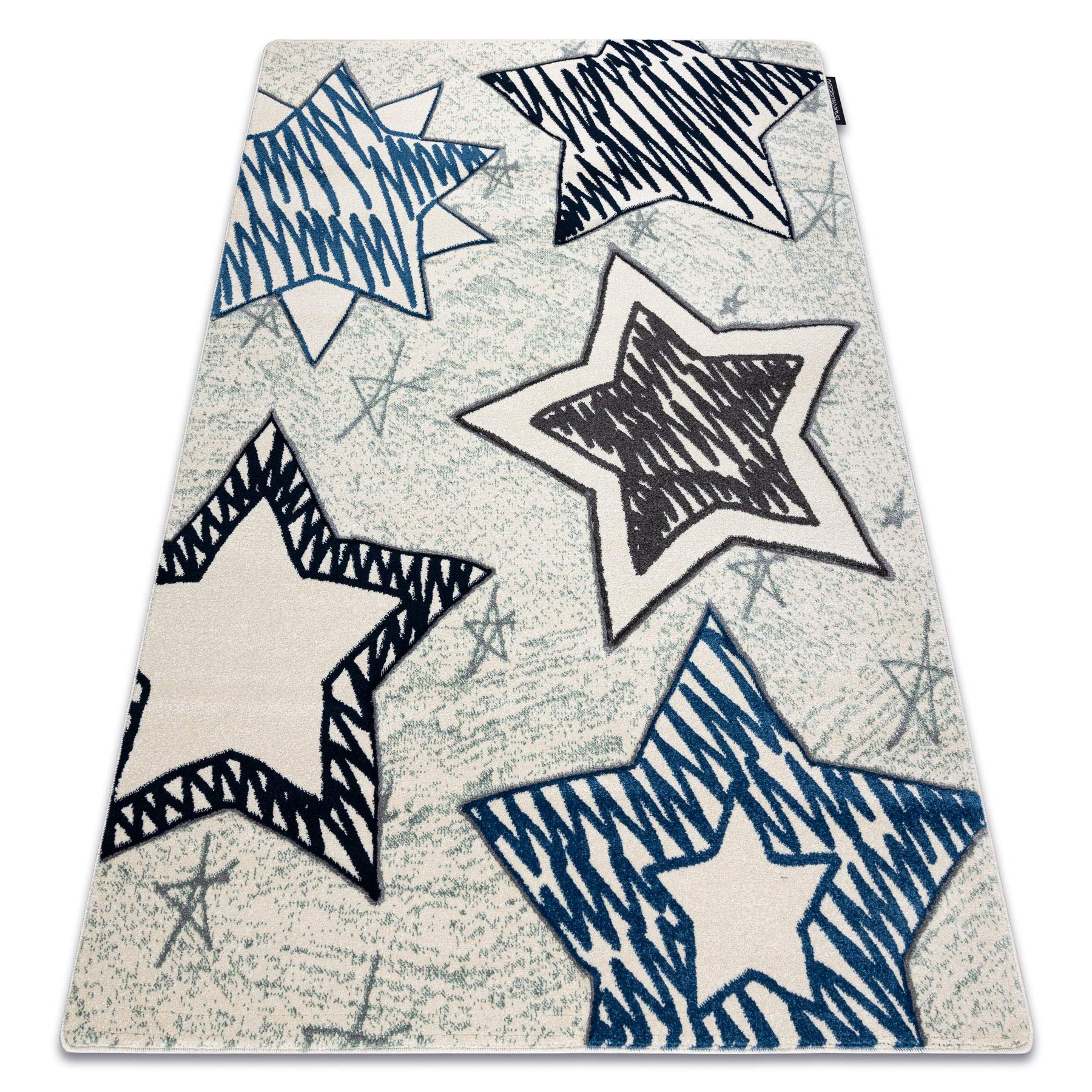 Tapis de jeux bleu et grand tapis enfant étoiles pour chambre d'enfants