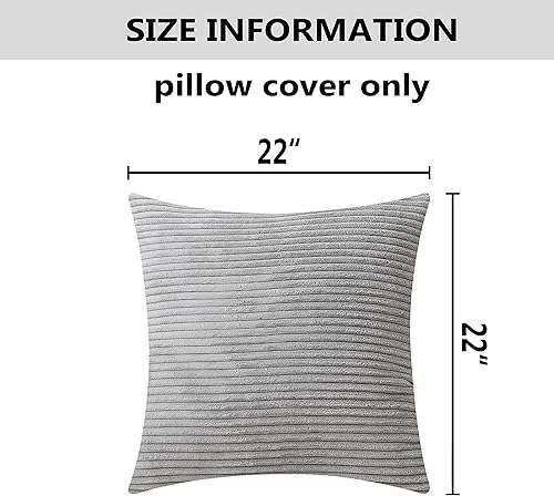 Vista 138 de Home Brilliant - Juego de 2 fundas de almohada de 24 x 24 pulgadas / 61 x 61 cm., de terciopelo de pana a rayas, cojín cuadrado decorativo, funda