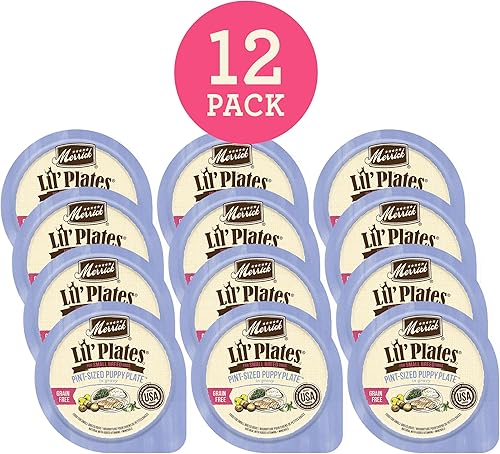 Miniatura 3 de Merrick Lil' Plates - Alimento húmedo sin cereales para perros pequeños, receta Pint-Sized Puppy Plate, 12 envases de 3.5 onzas