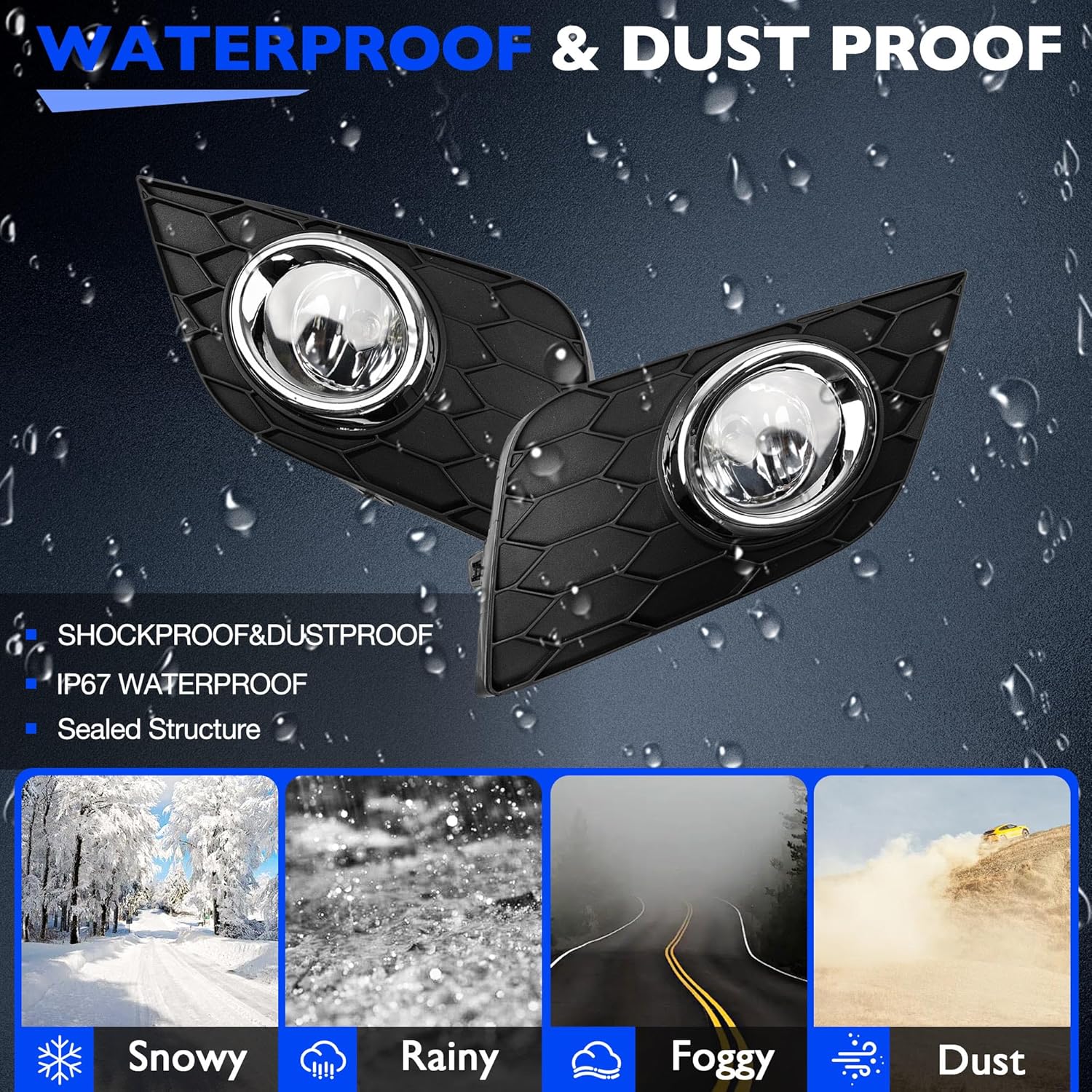 Fog Lights - Front Fog Lamps Assembly Compatible with Nissan Sentra/Sylphy 2016-2019 - Fog Light Replacement Kit with Clear Lens, Bulbs, Switch, and Wiring Harness