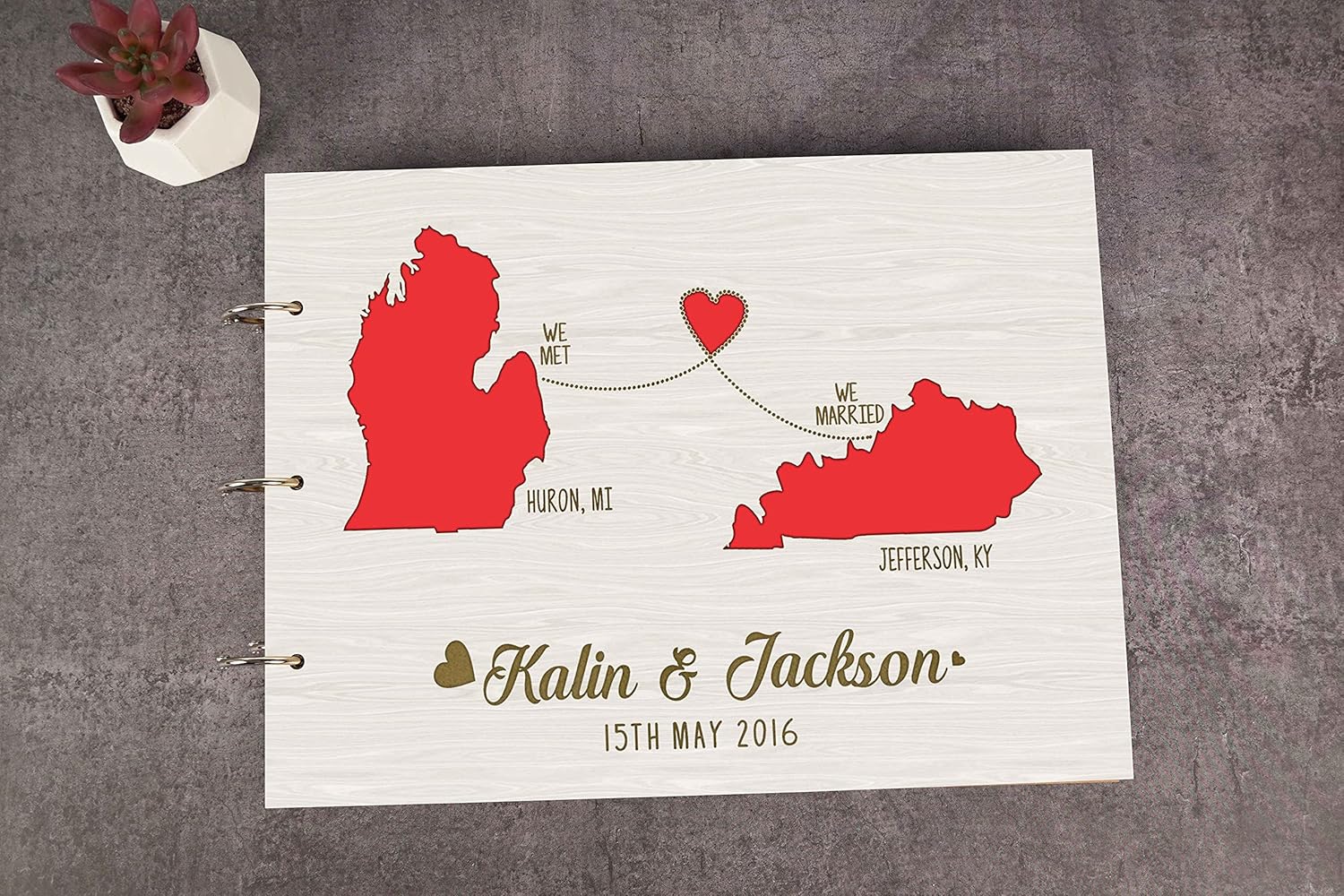 Darling Souvenir Personalized Engraved Laser Cut Wedding Guest Book Wooden Cover Sign-in Book Registry Guestbook Scrapbook-HH