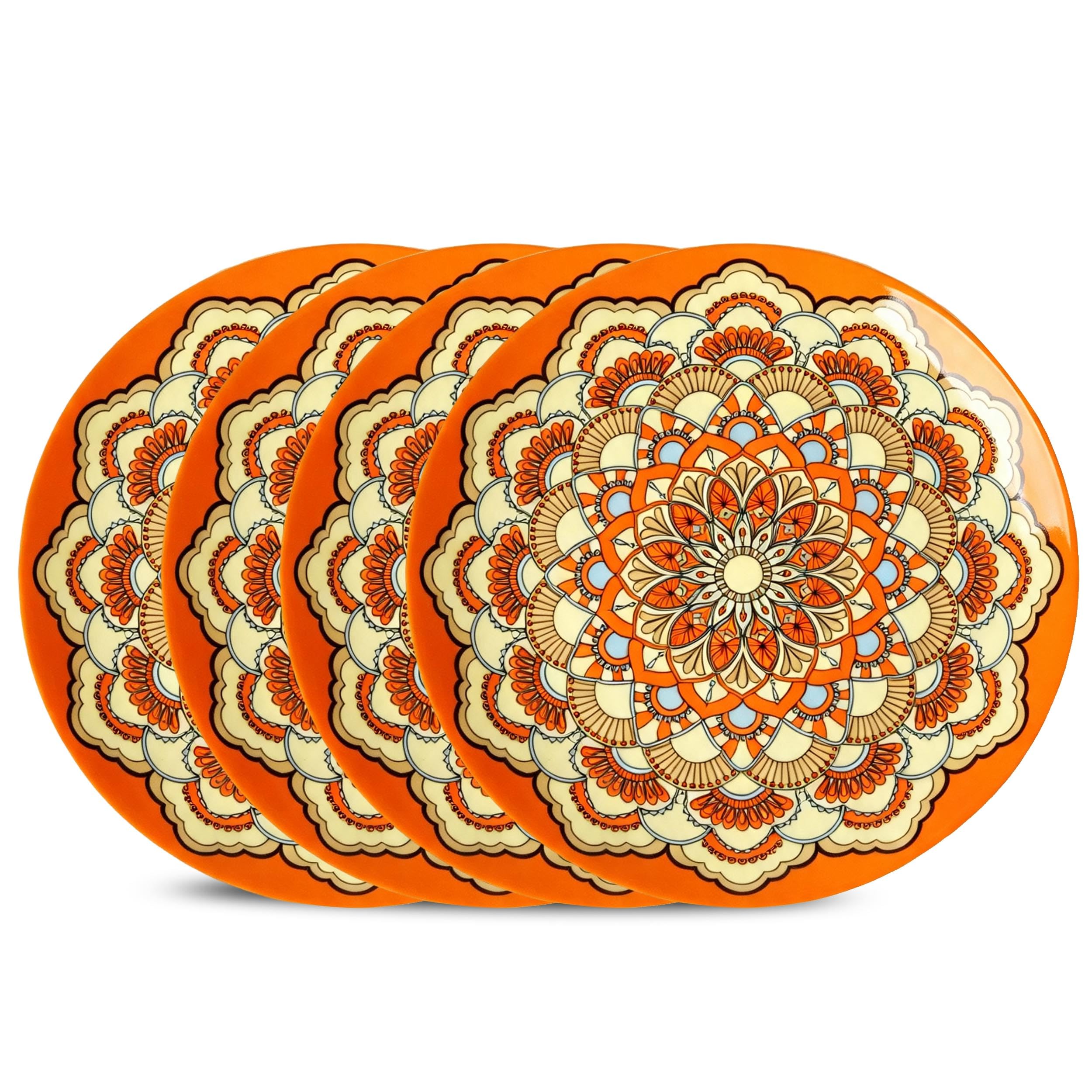 8 Inch Ceramic Salad Plates, Colorful Round Dessert Plates Set of 4