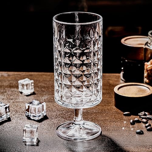 Miniatura 4 de Juego de 6 vasos de cristal de 11 onzas con grabado de flores, vasos de chupito para el hogar, para jugo, vino, cerveza, champán, cóctel, whisky