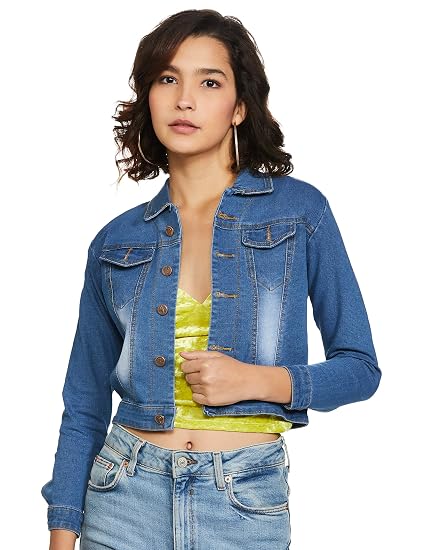 Women's Denim Solid Long Sleeve Regular Fit Jacket