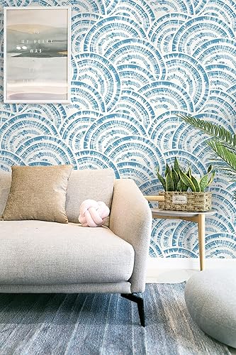 Miniatura 10 de Toduso Papel tapiz geométrico negro para despegar y pegar, papel tapiz blanco y negro, papel tapiz circular de 17.3 x 393.7 pulgadas, papel tapiz