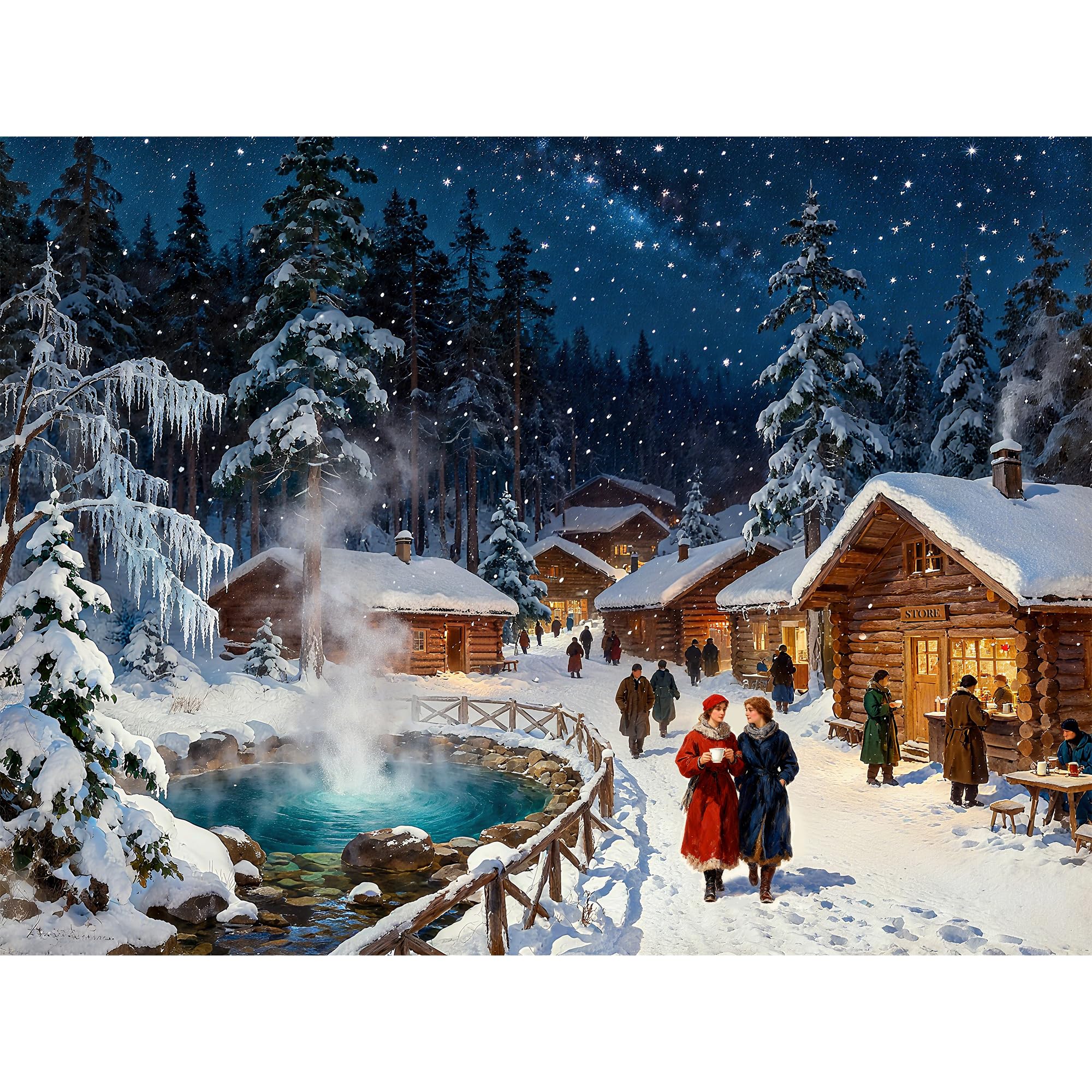 CREAFOMIFE 1000 Piece Jigsaw Puzzle for Adults, Hard Difficult Challenging Large Puzzle, Gift for Adult Puzzle Lovers Winter Night (70 x 50 cm) — image 1