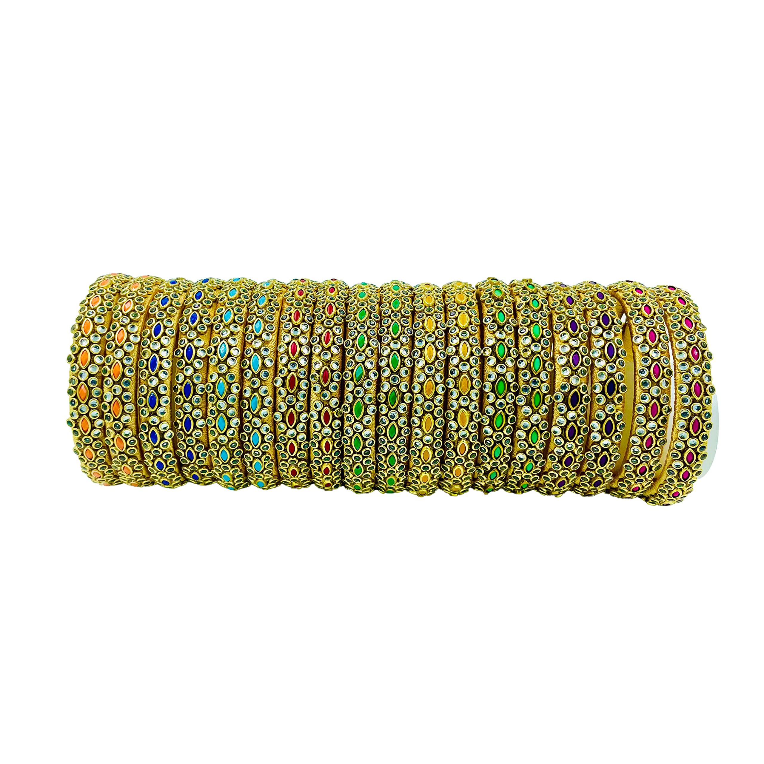 Yaalz Silk Thread Premium Eye Shape Kundan Embellished Bangles for Kids, Girls and Women for Festival, Ethnic, Birthday, Simple Wear in Multiple Colors (B0BM8GDZ86) Amazon Price History, Amazon Price Tracker