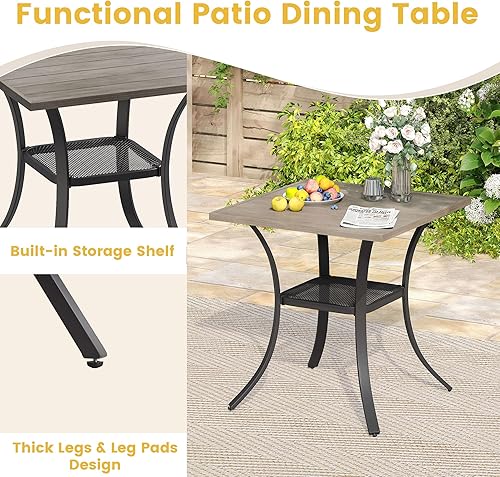 Miniatura 5 de VICLLAX Juego de comedor de patio para 2, juegos de muebles de exterior de 3 piezas con 2 sillas apilables de textileno y mesa cuadrada de patio de