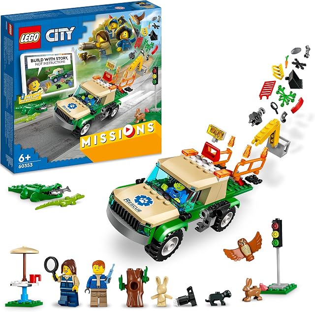 LEGO 60353 City Wild Animal Rescue Missions, with Truck Toy and Animals for Kids, Interactive Digital Adventure Building Game with Bricks & 3 Minifigures