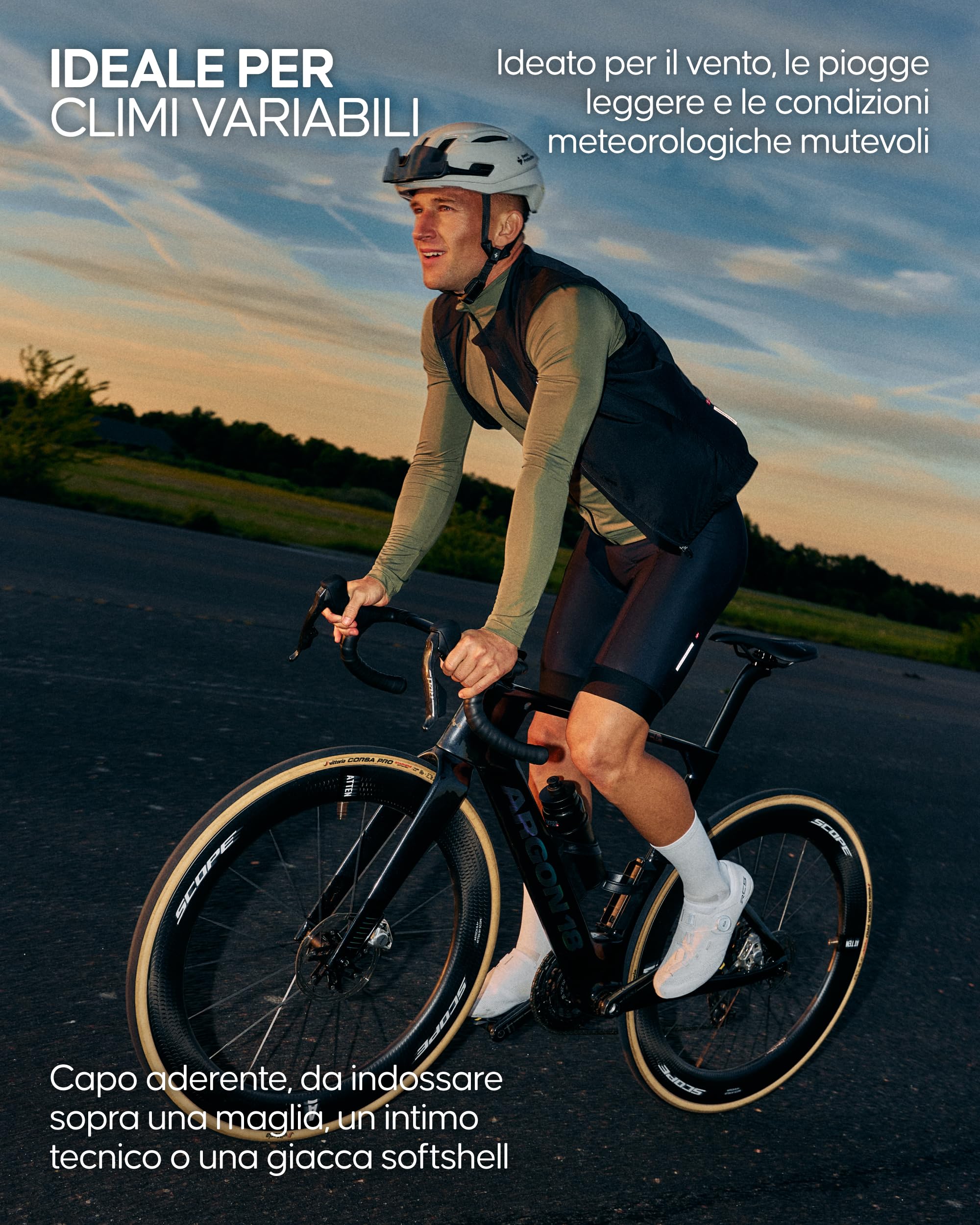 DANISH ENDURANCE Gilet da Ciclismo Uomo, Gilet Bici Uomo Antivento e Traspirante, Leggero e Ripiegabile