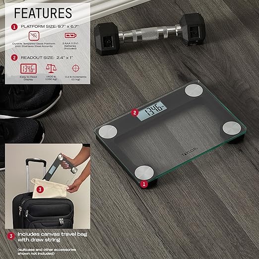 Balanza Digital de Baño de Vidrio 400 lb con Bolsa de Viaje miniatura 2