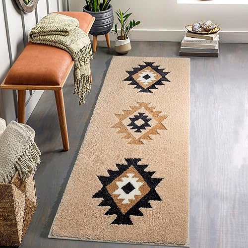 Miniatura 3 de DEXDE Alfombra de baño bohemia de 24 x 60 pulgadas de largo, para baño, dormitorio, pasillo, cocina, lujosa, suave, absorbente, grande, moderna,