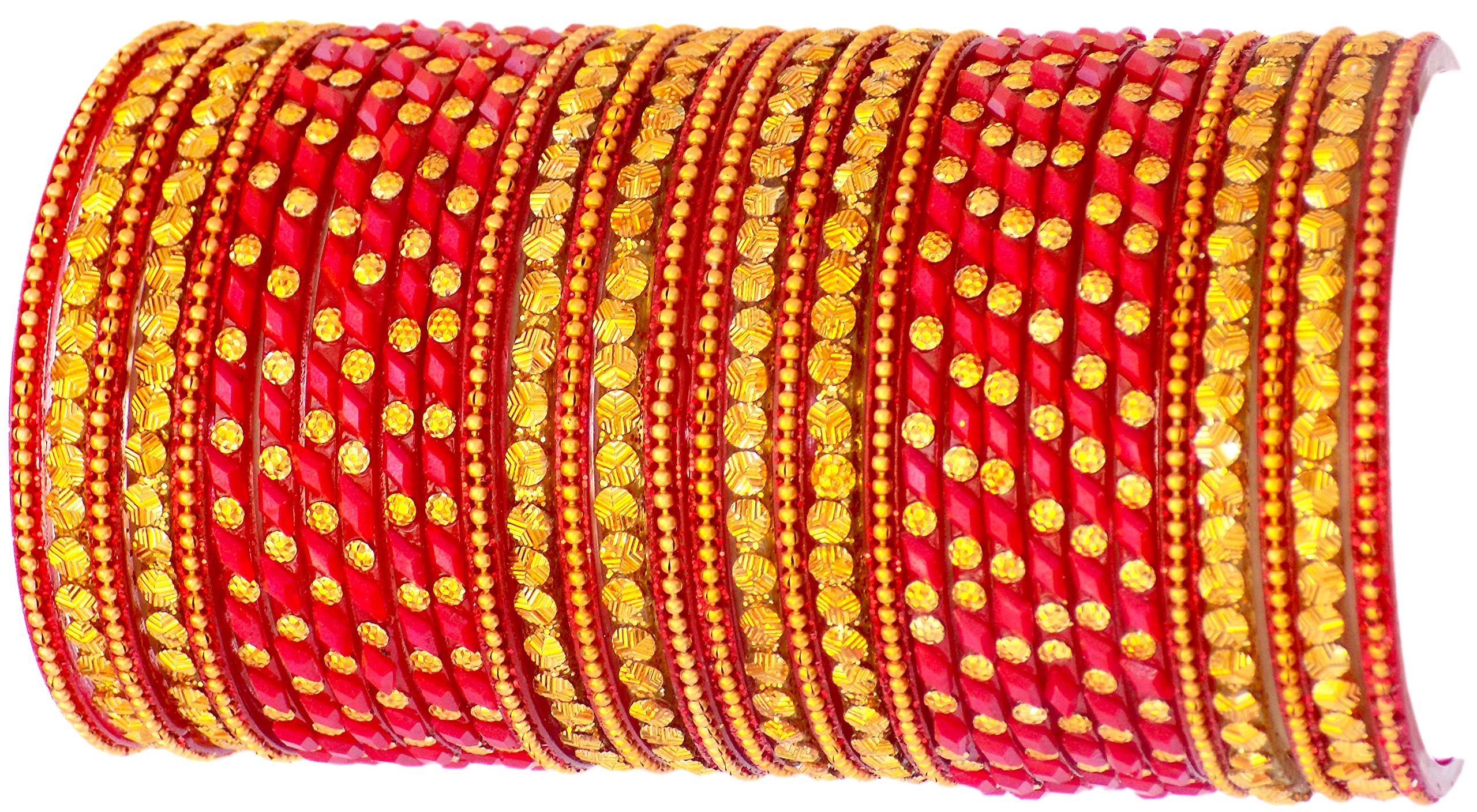 JD'Z COLLECTIONTraditional Indian Glass Bangles for Women/Girls- Bollywood Fashion Jewelry Bangals, Designer Churi Ethnic Wear Costume Jewellery (Red-2, 2.8 Inches), Large