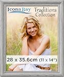 Icona Bay - 5x7 (13x18 cm) Picture Frame - Ash Grey - Rustic Wood Pattern - Lightly Distressed Frame for Table Top Display or Wall Mount - Traditions Collection