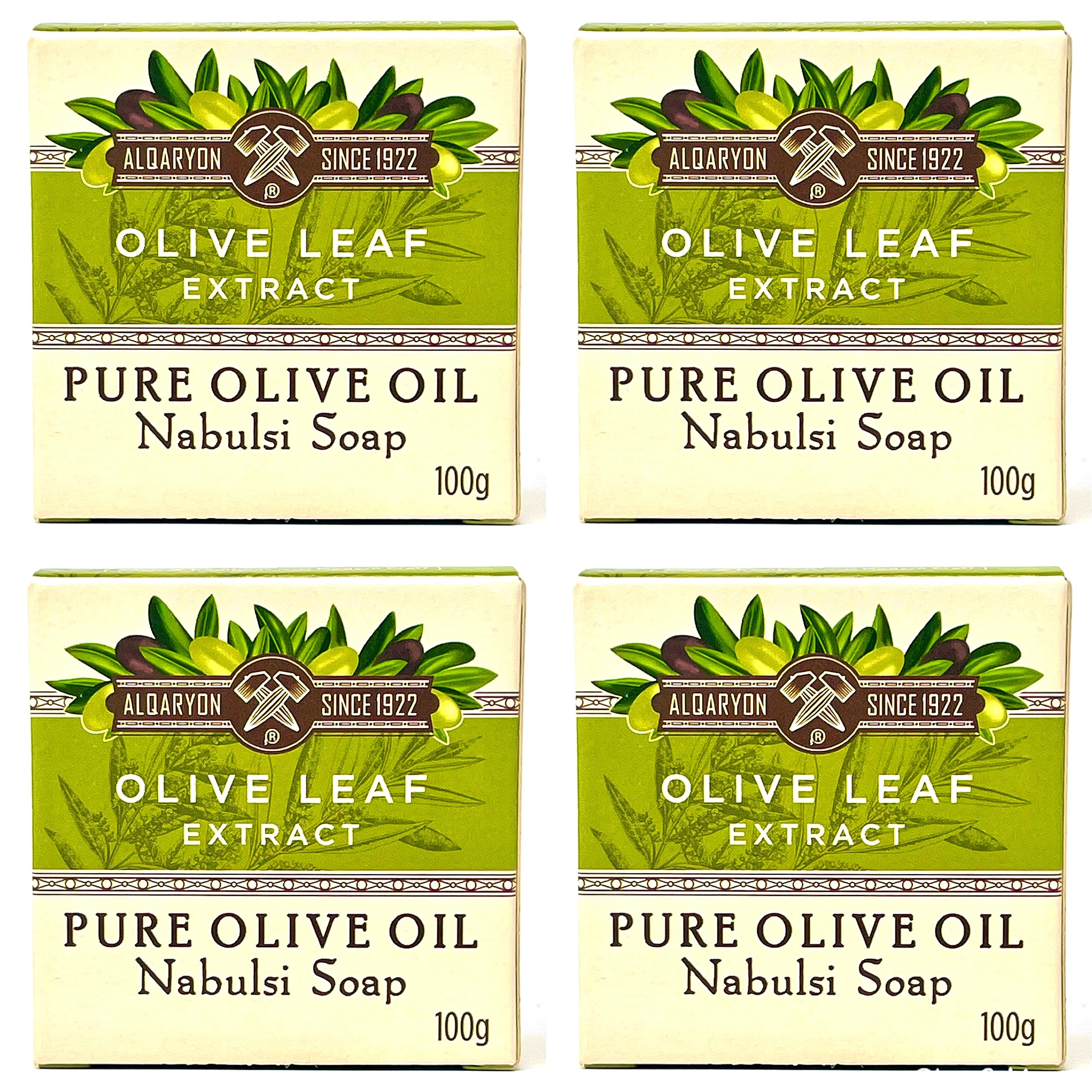 Value Pack of 12x100 g Olive Leaf Extract Pure Olive Oil Nabulsi Soap 100g - صابون نابلسي من زيت الزيتون النقي و مستخلص أوراق شجرة الزيتون (تعبئة القيمة 12x 100 غم)
