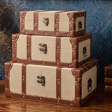 Sliner S M L Wooden Keepsake Box with Leather Straps, 3 Pcs