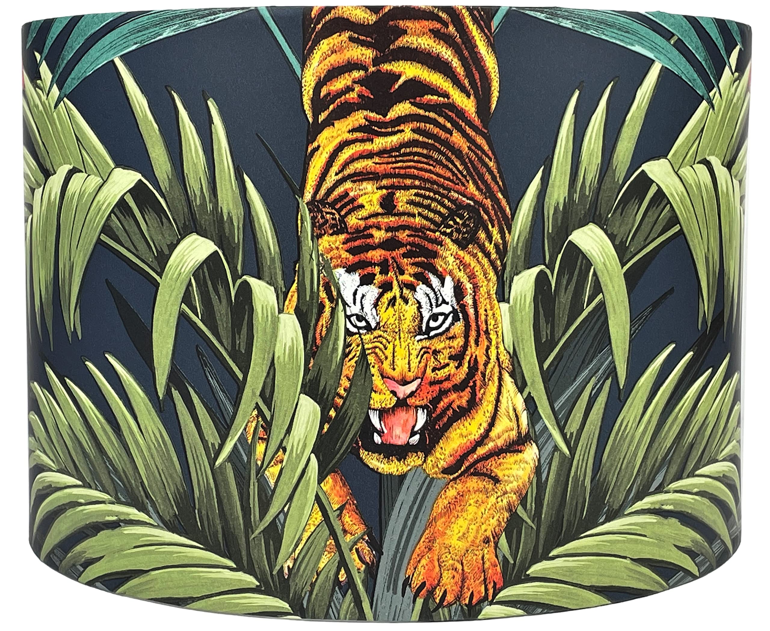 Lampshade Kings Navy Blue Tiger Lampshade Ceiling Light Shade Tropical Jungle Green Leaves Animal Print Oriental Theme Design Bedroom Decor Table Lamp