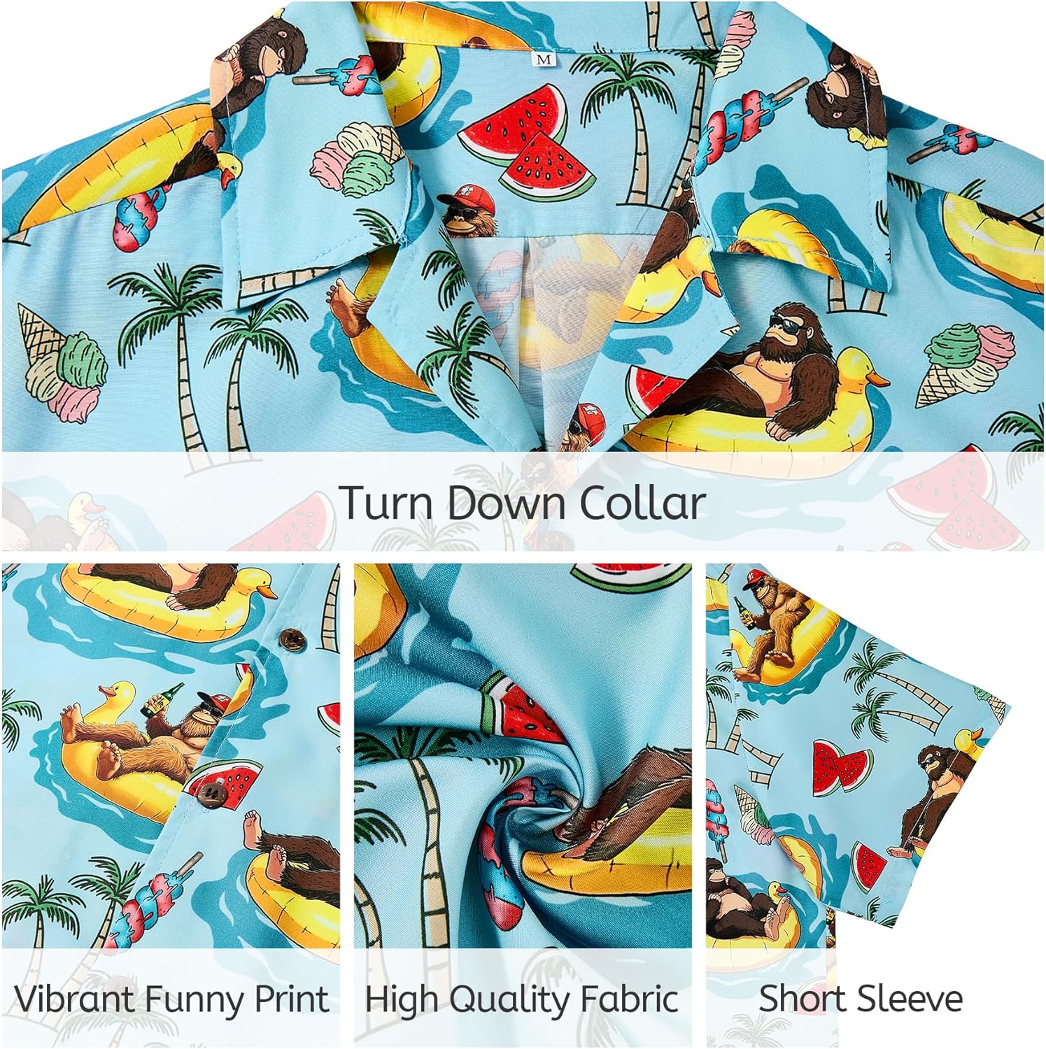 Funny Hawaiian Shirts for Men Short Sleeve Fun Beach Shirts Mens Casual Button Down Summer Vacation Wear - Image 4