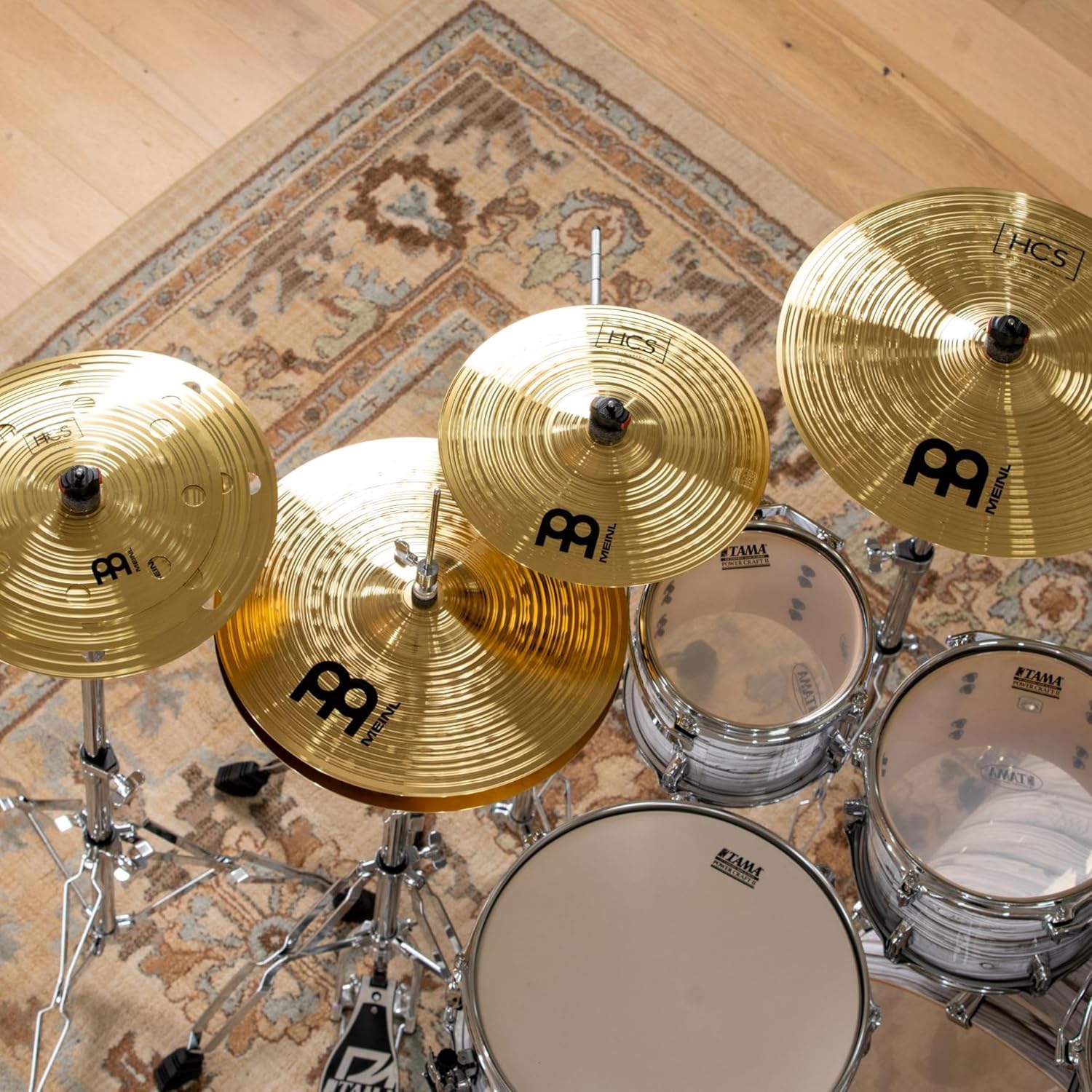 HCS 15” Hihats (Hi Hat) Cymbals for Drum Set, Pair— MADE IN GERMANY — Traditional Medium Brass, 2-YEAR WARRANTY