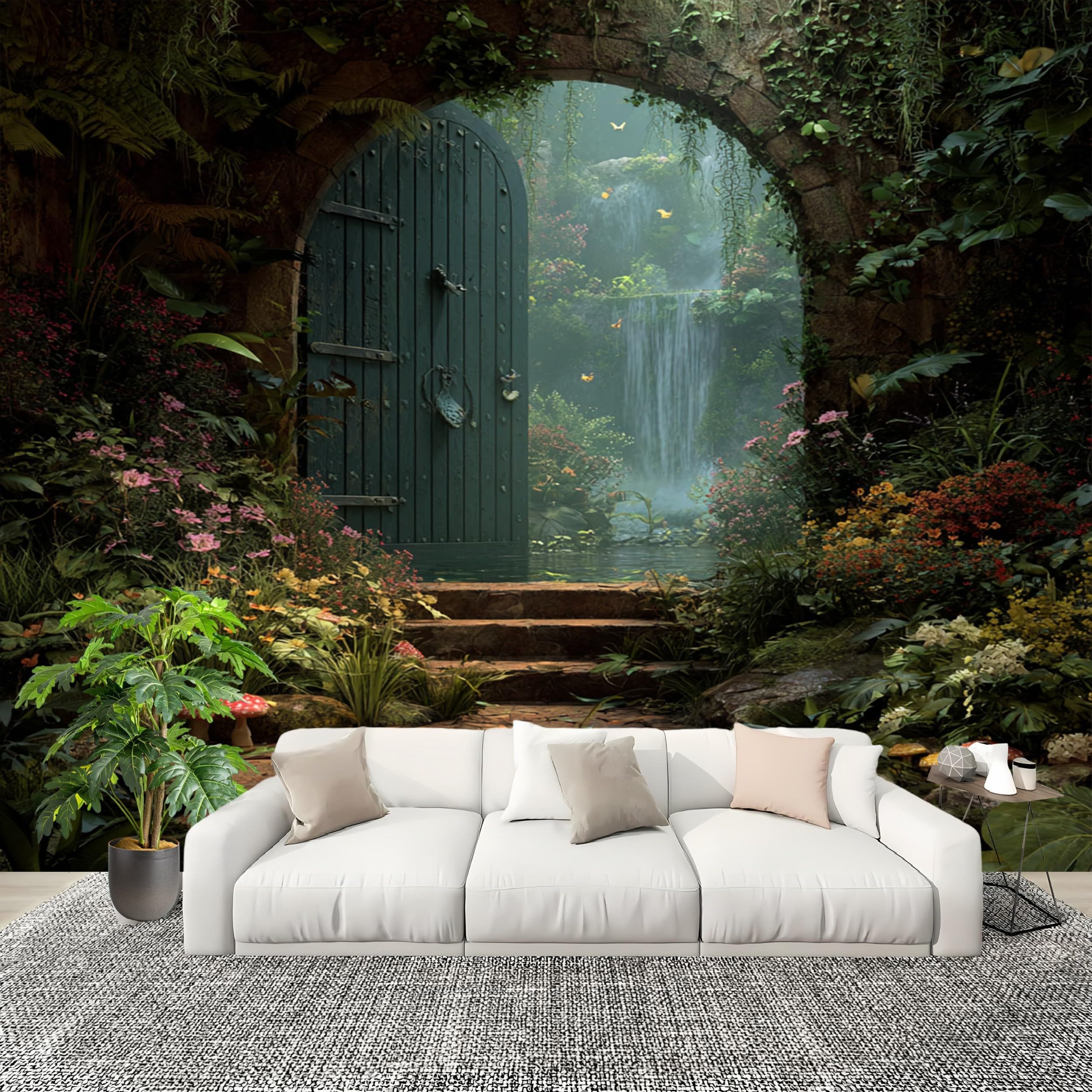 Papier peint panoramique 3D de jardin fantastique 250x175 cm pour salon