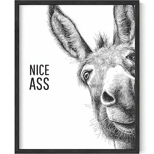 PACKLIST Funny "Nice Ass" Donkey Bathroom Wall Art - 8x10"