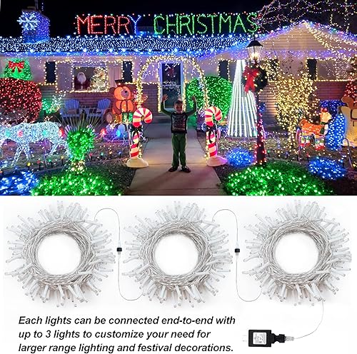 Miniatura 8 de Hezbjiti - Guirnalda de luces de Navidad para exteriores, 1000 LED de 394 pies, 8 modos de iluminación, luces de hadas de Navidad con control remoto