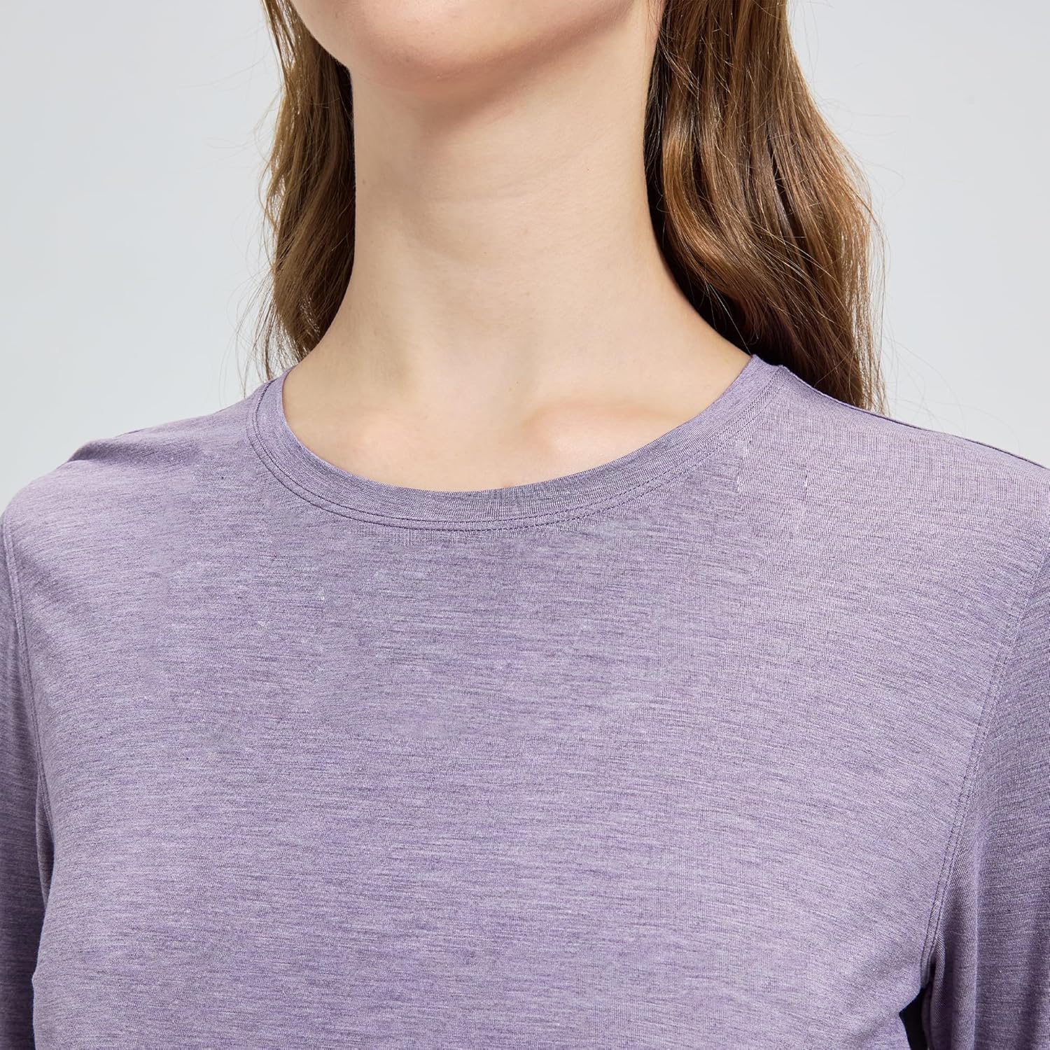 netdraw Women's Lightweight Bamboo Viscose T-Shirt Buttery Soft Curved Hem Long Sleeve Sleep Lounge Pajama Tops - Image 4