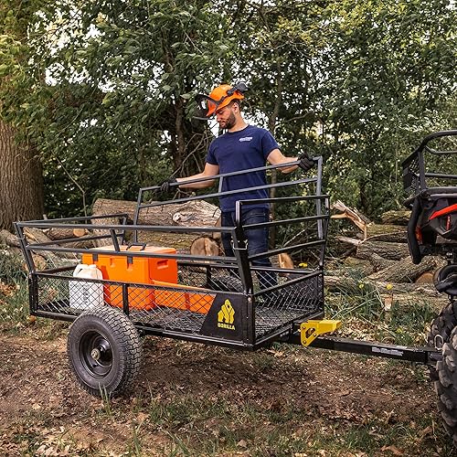 Miniatura 7 de Gorilla Carts Remolque ATV de alta resistencia, cama grande de 25 pies cúbicos, capacidad de carga de 1400 libras, color negro, carrito volquete de