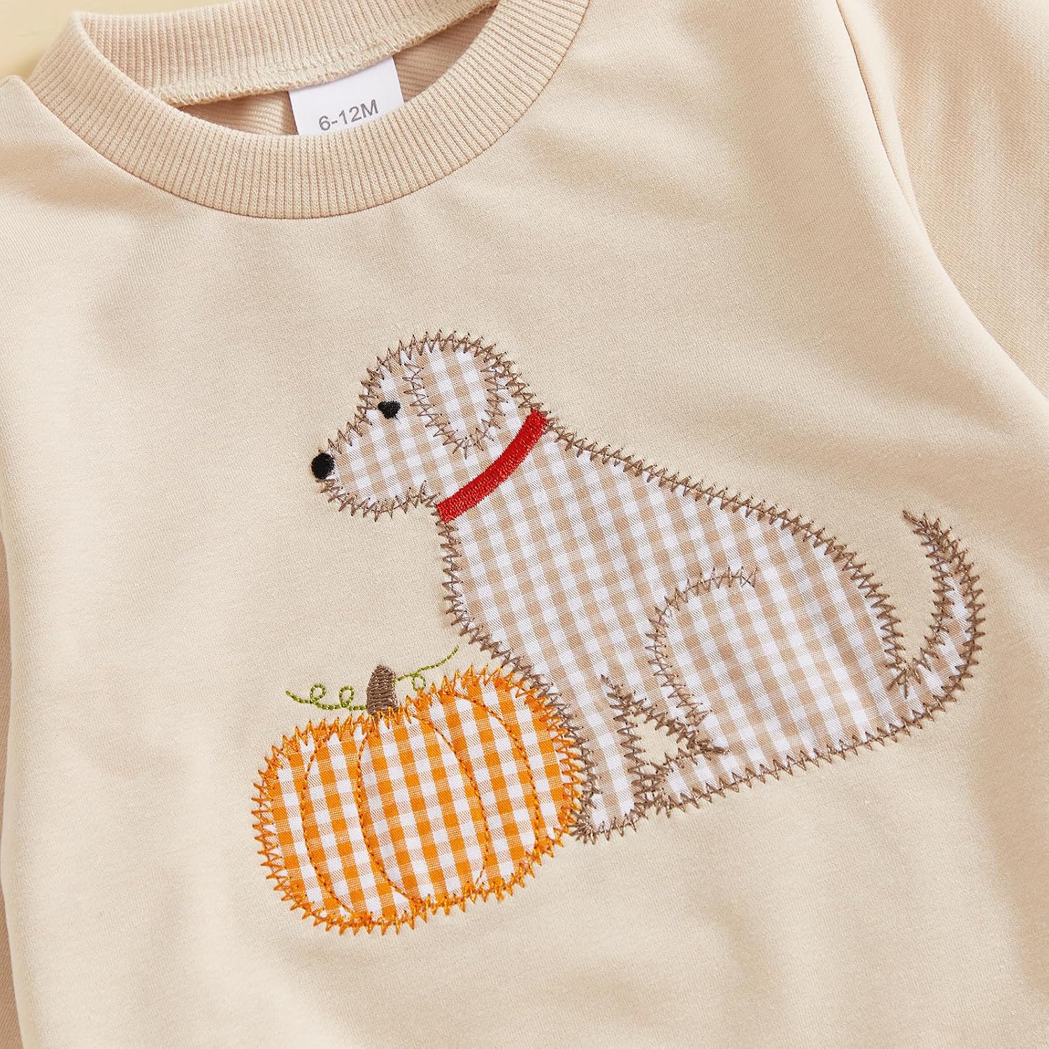 Toddler Baby Boy Halloween Pumpkin Smocked Outfit Long Sleeve Embroidery Sweatshirt Gingham Pants Two Piece Clothes