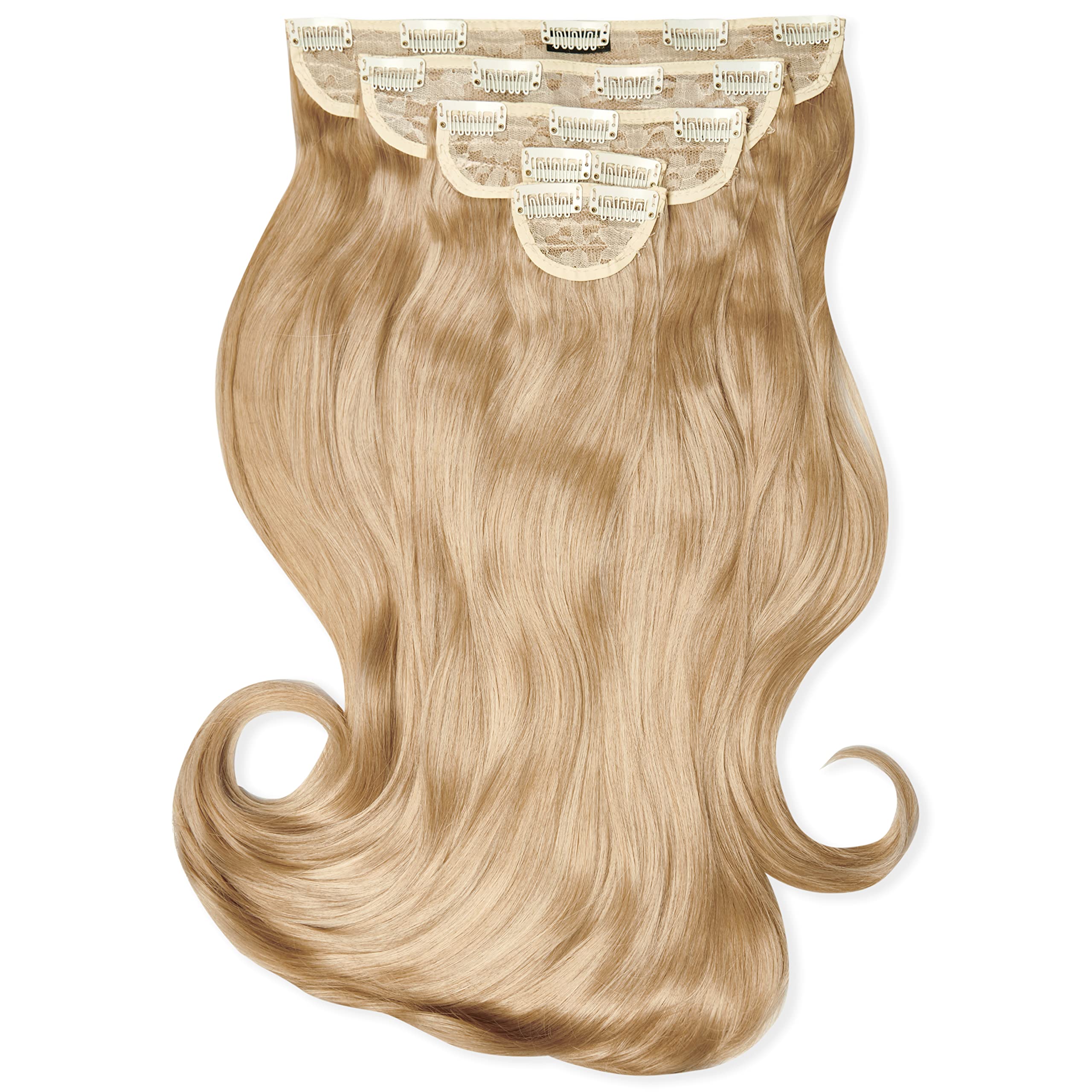 Lullabellz Super Thick Blow Dry Wavy Clip In Hair Extensions 5-Piece, 22-Inch Length, Light Golden Blonde