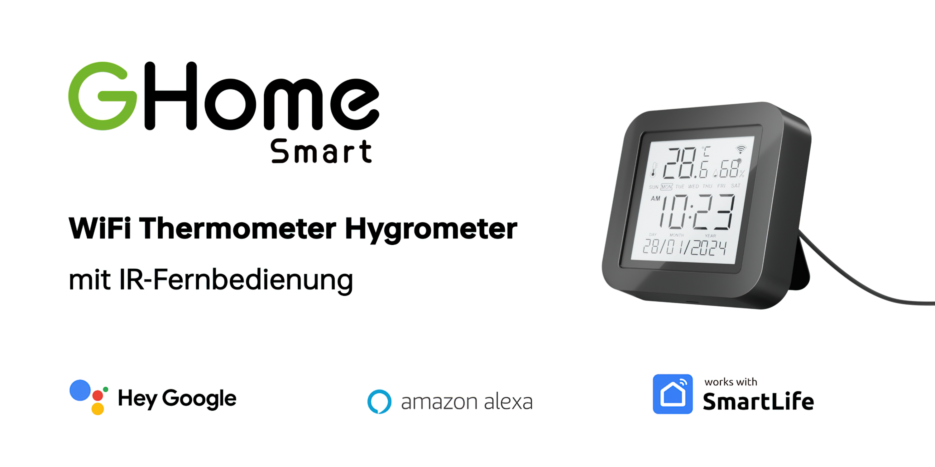WiFi Thermometer & Hygrometer - 4er Set Mit App & Sprachsteuerung