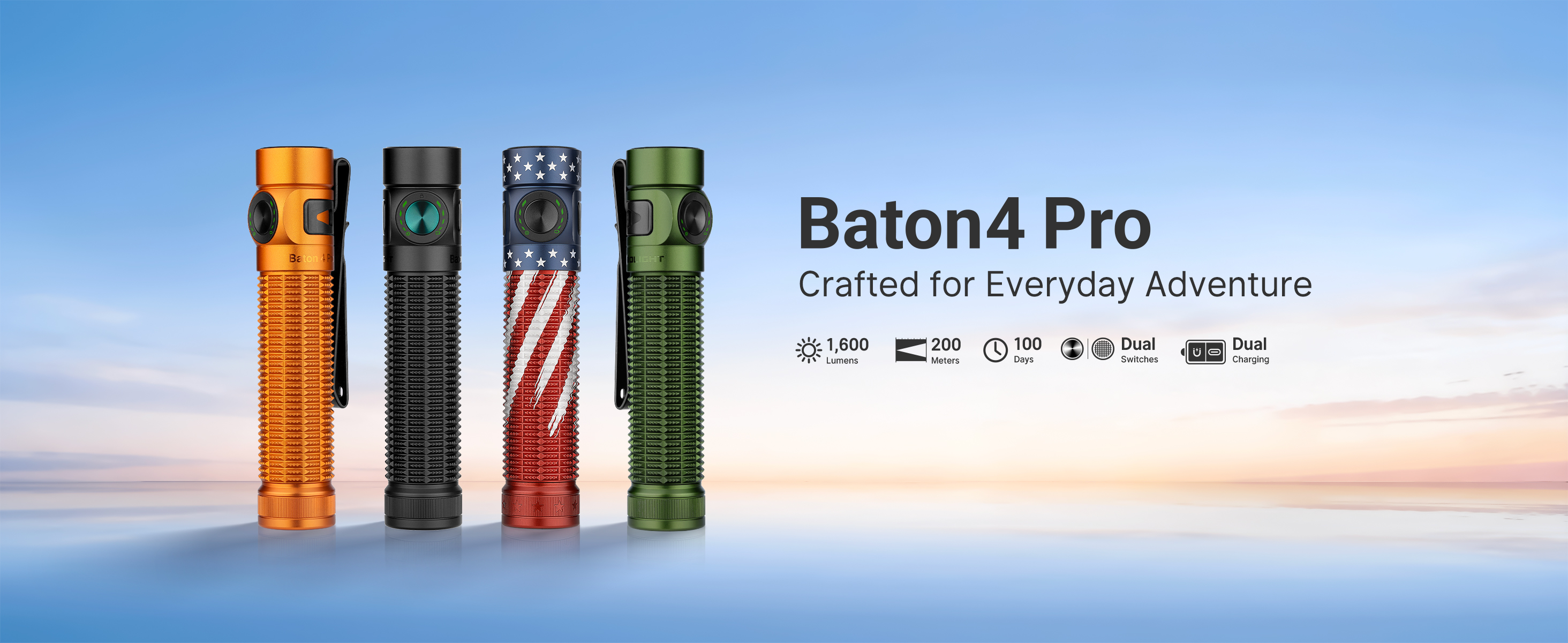 OLIGHT Baton4 Pro EDC Flashlight Rechargeable, 1600 Lumens Small