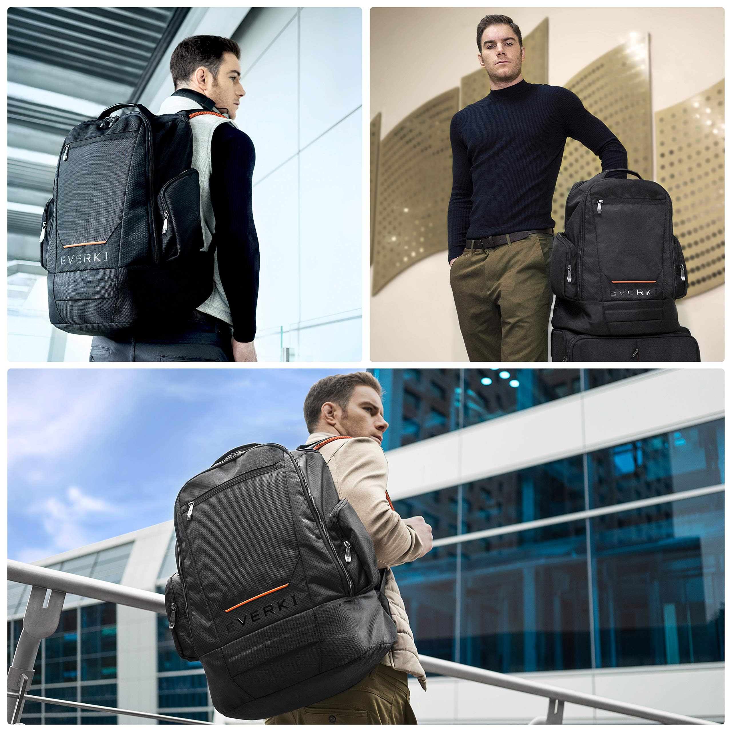 Everki ContemPro Rucksack Laptop 17 bis 18,4 Zoll, Groß, Business und Gaming, Schwarz, 42 l
