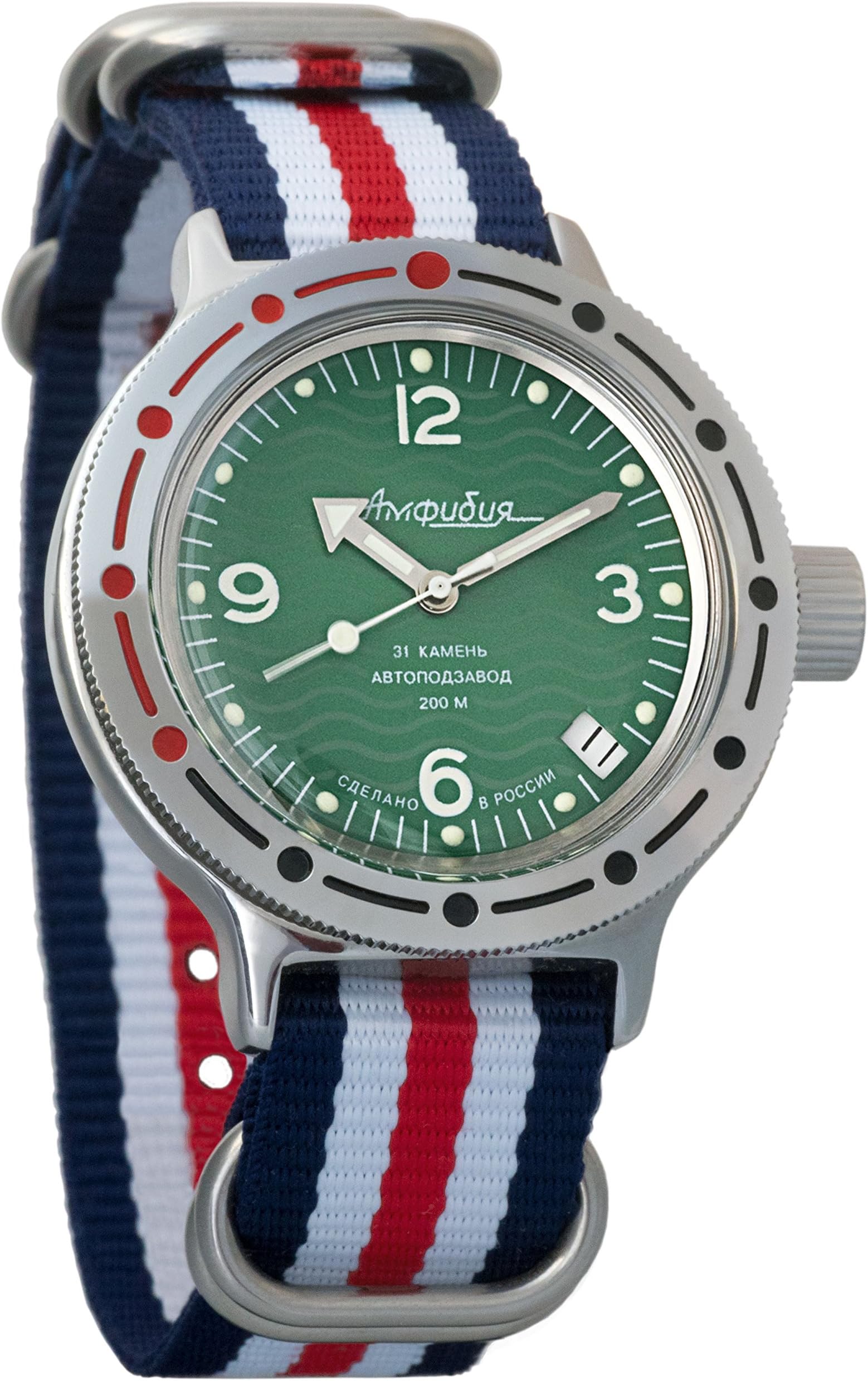 Vostok Amphibian Automatic Mens Wristwatch Self-Winding Military Diver Amphibia Case Wrist Watch #420348