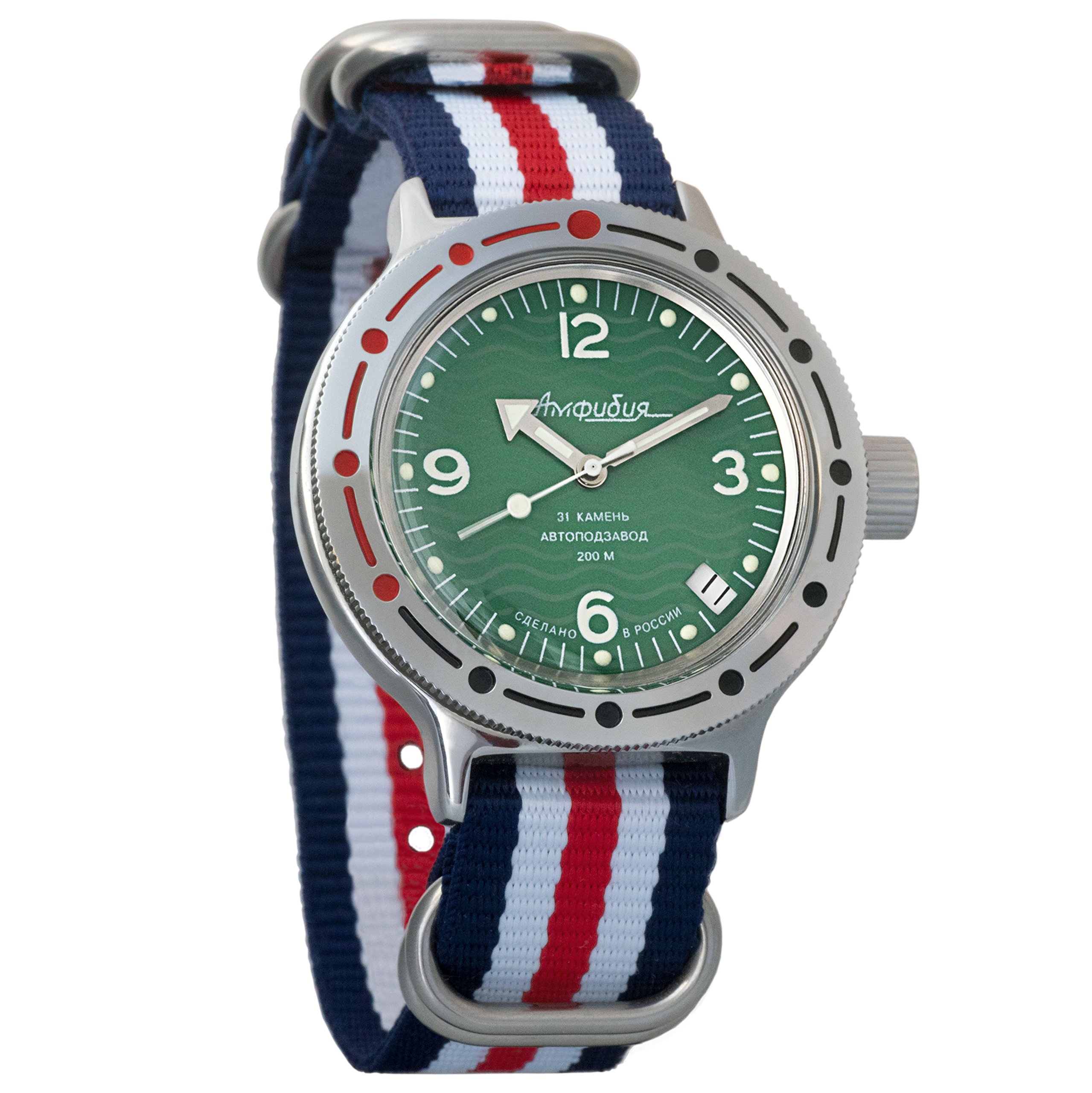 Vostok Amphibian Automatic Mens Wristwatch Self-Winding Military Diver Amphibia Case Wrist Watch #420348