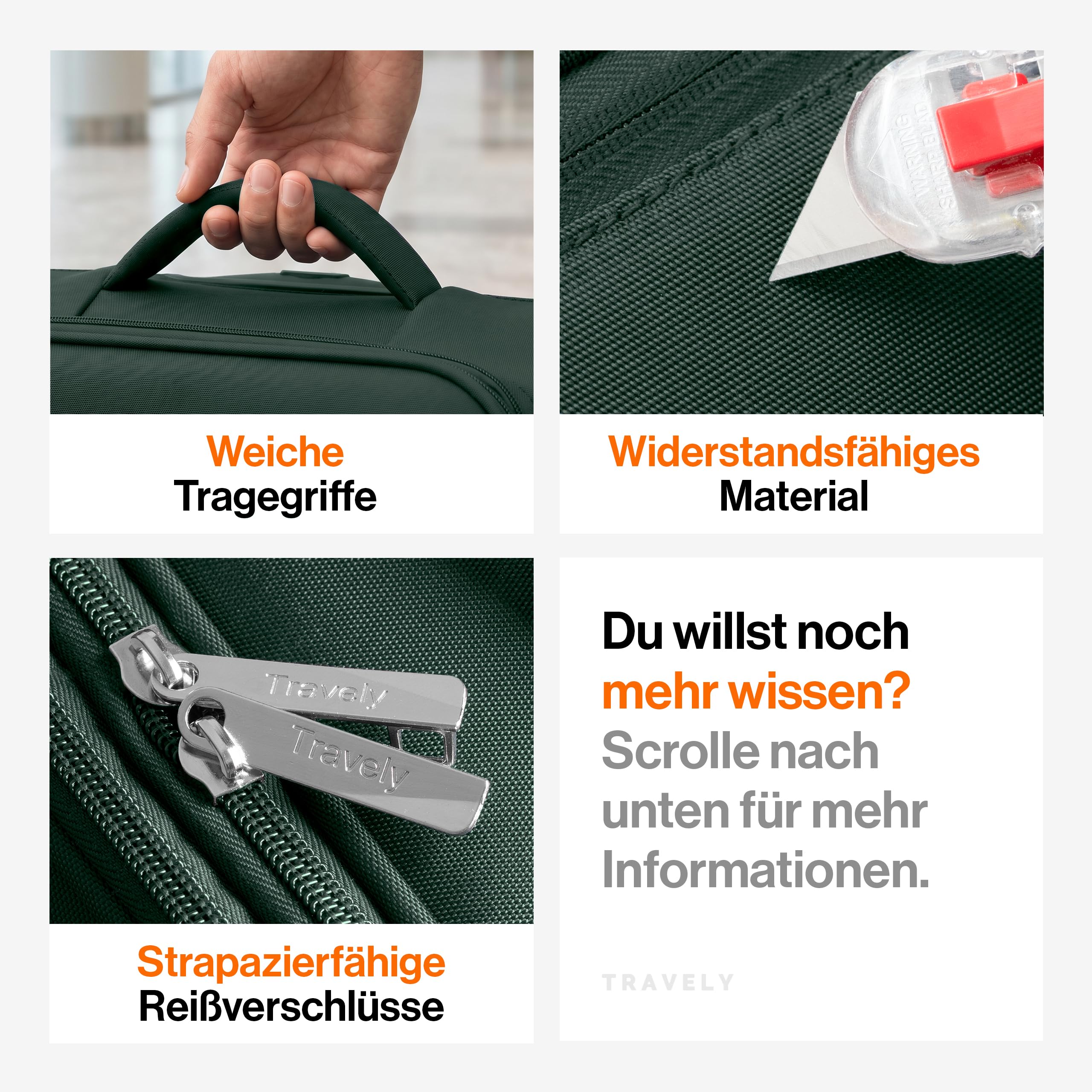 Travely Stoffkoffer XL - Großer Reisekoffer mit 4 Rollen und TSA Zahlenschloss - Leichter Weichschalen Koffer mit Dehnfalte, Koffer Groß aus reißfesten und wasserabweisendem Material, Trolley Groß